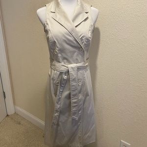 Bahari self belted wrap sleeveless khaki shirt dress